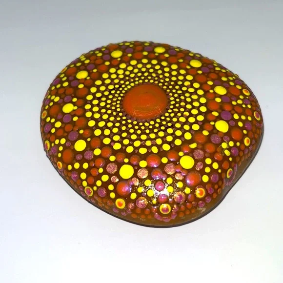 Hand Painted Mandala Art Stone - Picture 3 of 3